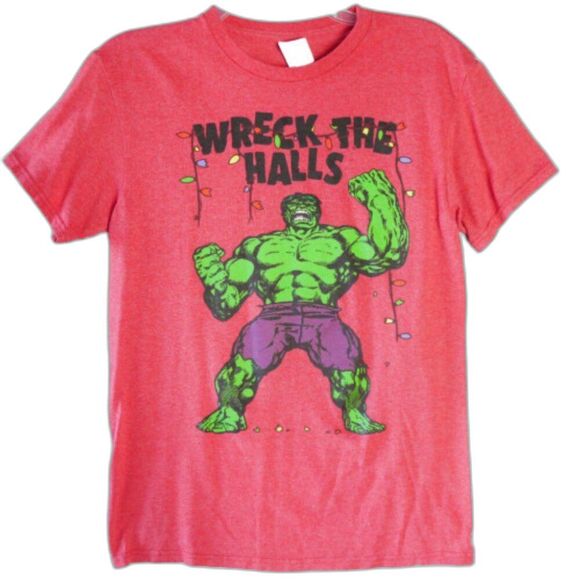 Incredible Hulk Men's Size S Wreck The Halls Chistmas Red Graphic T-Shirt - Picture 1 of 9